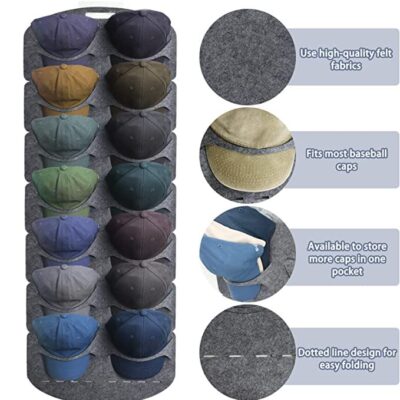 14 Pocket Hat Storage Holder 130*48cm - Grey