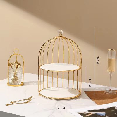 ⁦Bird Cage Storage Rack Golden + White⁩ - الصورة ⁦5⁩