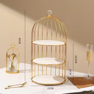 ⁦Bird Cage Storage Rack Golden + White⁩ - الصورة ⁦3⁩
