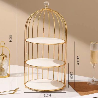 ⁦Bird Cage Storage Rack Golden + White⁩ - الصورة ⁦4⁩