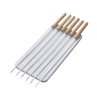 ⁦Wooden Handle Stainless Steel BBQ Skewers 50pcs Set⁩ - الصورة ⁦3⁩