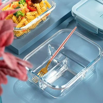 Glass Lunch Box Three Compartment 1520ml