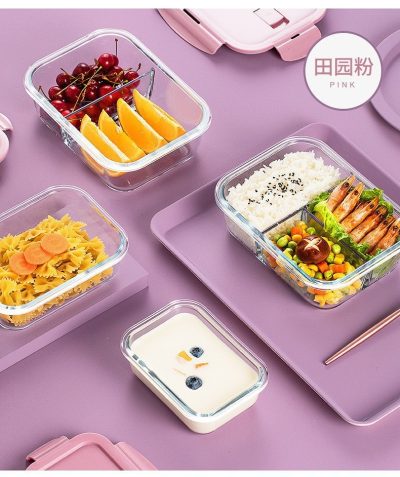 ⁦Glass Lunch Box Three Compartment 1520ml⁩ - الصورة ⁦2⁩