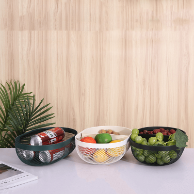 Oval Shape Iron Mesh Storage Basket with Plastic Divider 30.8*22.5*10.3cm