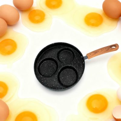 Iron 3 Hole Round Non-stick Frying Pan (Universal) - Black