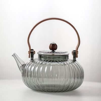 Glass high-Handled Pot 1000ml - Transparent Gray