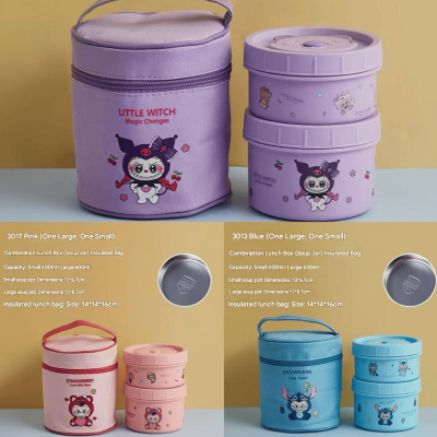 304 Stainless Steel Lunch Box 2pcs Set with Bag 400ml + 600ml