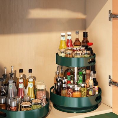 Two Layer Rotating Spice Storage Rack 30.5*35cm - Image 3