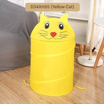 Folding Storage Bucket - Yellow Cat