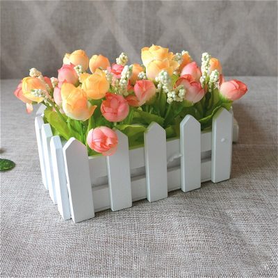 Artificial Flower with Wooden Fence Decoration 16cm - Image 3