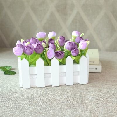 Artificial Flower with Wooden Fence Decoration 16cm - Image 4