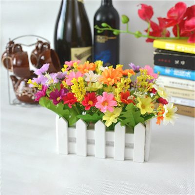 Artificial Flower with Wooden Fence Decoration 16cm - Image 4
