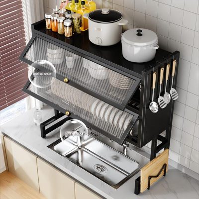 Double-layer Carbon Steel Draining and Dish Rack 65*28*90cm