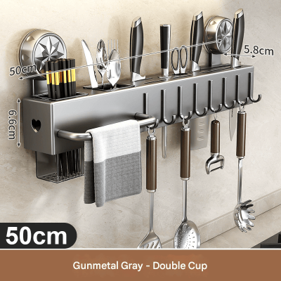 Carbon Steel No-drill Kitchen Storage Rack with Suction Cups 50*5.8*6.6cm - Image 3