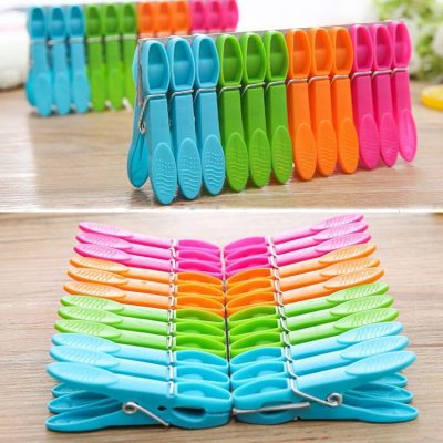 ⁦Multi-colored Plastic Clothes Clips 7.3*1.4cm 24pcs Set⁩ - الصورة ⁦2⁩