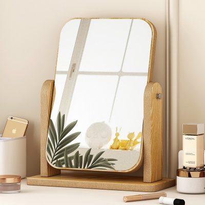 ⁦Rotating Mirror with Wooden Stand 25*28*19cm⁩ - الصورة ⁦4⁩