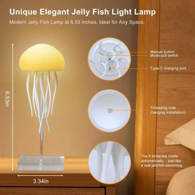 Type-C Charging Voice-activated Jellyfish Lamp with Dancing Legs and Multi-color Function - Image 3