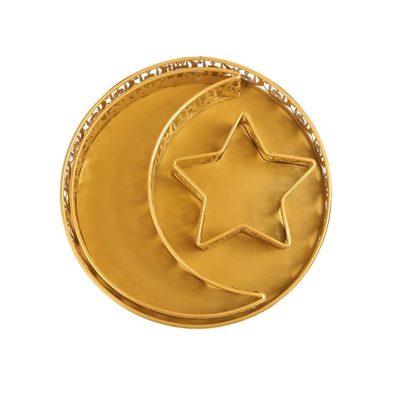 Iron Ramadan Tray 3pcs Set Moon(20.7*28.5cm) Star(15.3*15.3cm) Round(30*6cm)