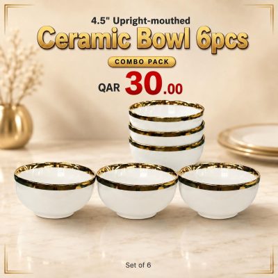 4.5'' Upright-mouthed Ceramic Bowl 6pcs
