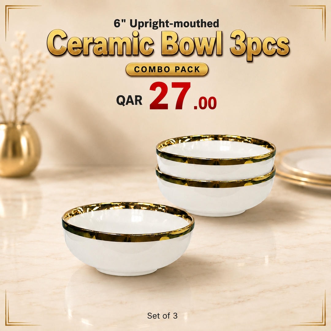 6202405001925_combo 6'' Upright-mouthed Ceramic Bowl 3pcs - الصورة 1