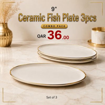 9'' Ceramic Fish Plate 3pcs