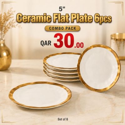 5'' Ceramic Flat Plate 6pcs