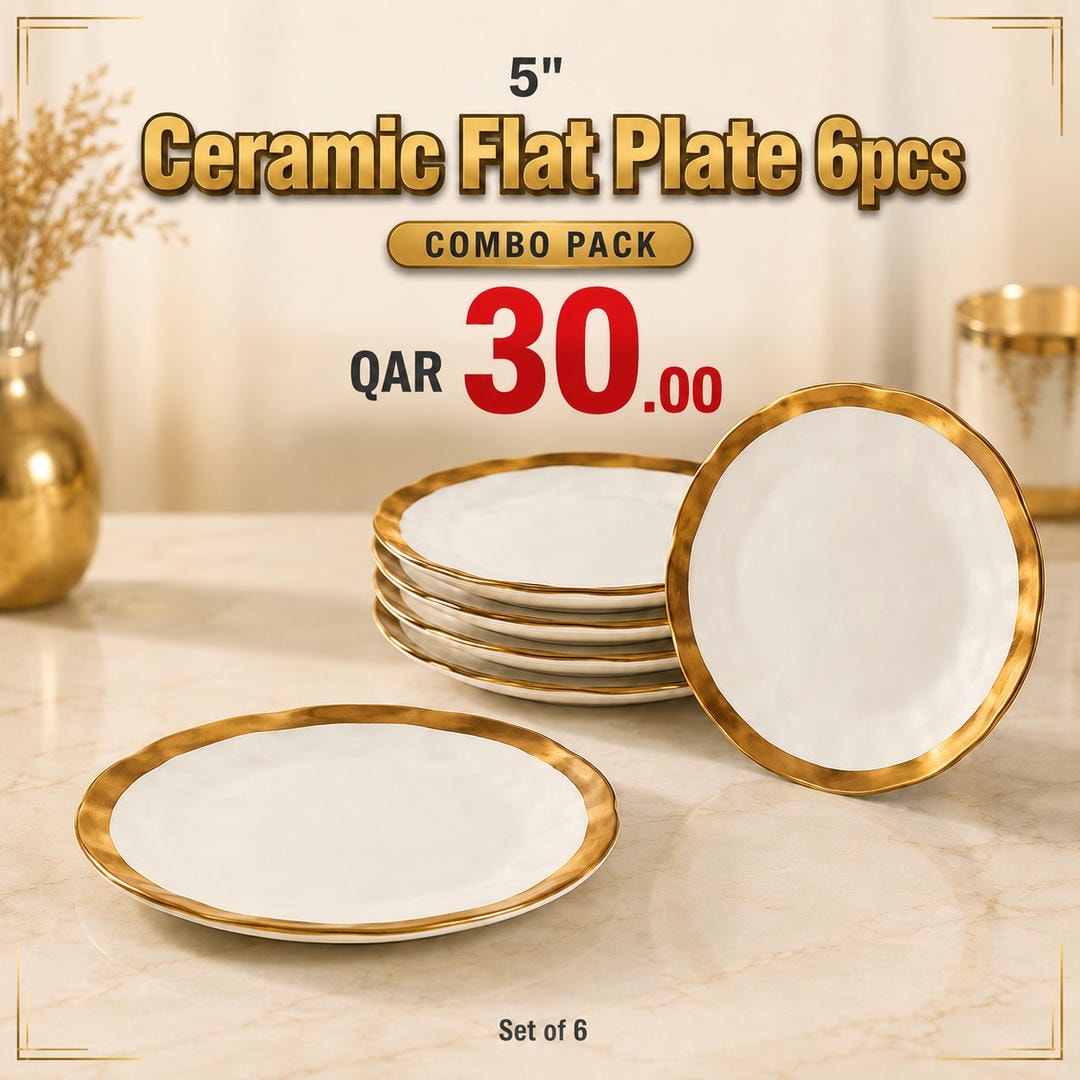 6202405001994_combo 5'' Ceramic Flat Plate 6pcs - الصورة 1
