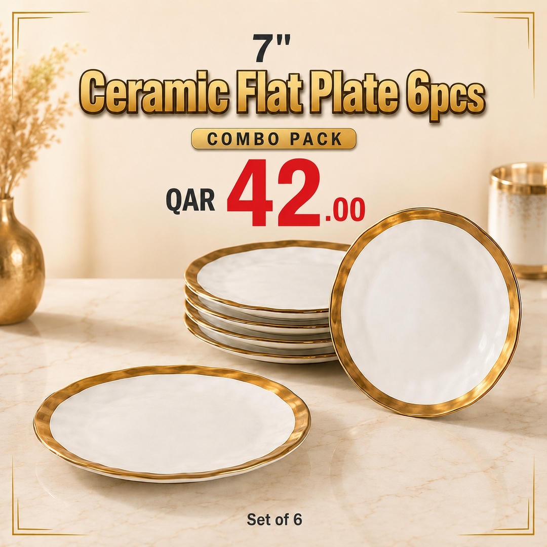 6202405002007_combo 7'' Ceramic Flat Plate 6pcs - الصورة 1