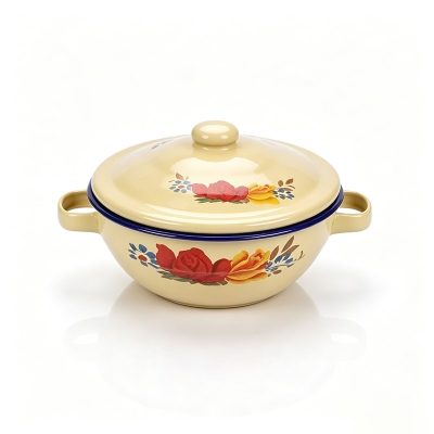 Enamel Drum-shaped Bowl 0.55L D14cm  - Yellow