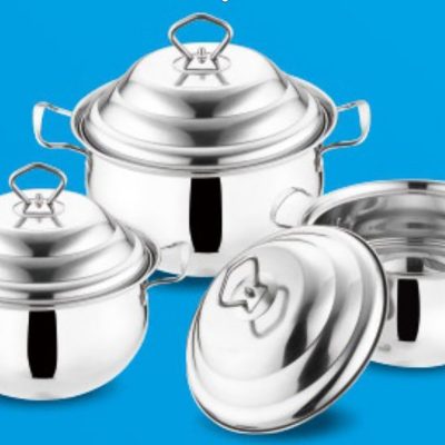 410 Stainless Steel Pot 3pcs Set - 16/18/20cm