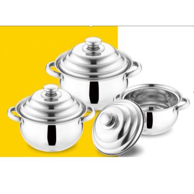 410 Stainless Steel Pot 3pcs Set - 16/18/20cm - Image 2