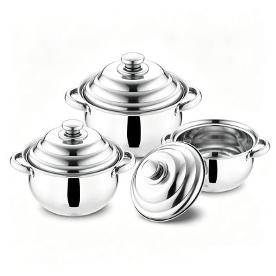 410 Stainless Steel Pot 3pcs Set - 16/18/20cm - Image 3