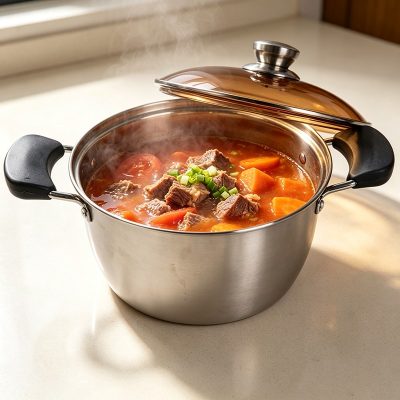 HL-7518 Austenitic Stainless Steel Stockpot with Double Handles 24cm - Image 2