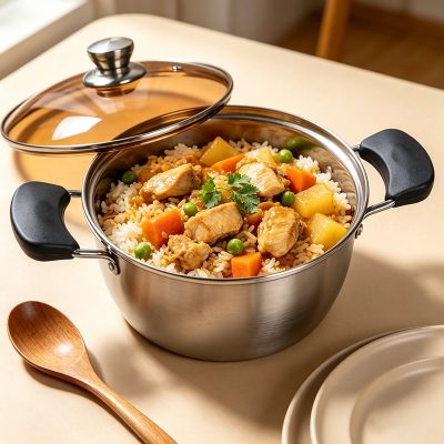 HL-7518 Austenitic Stainless Steel Stockpot with Double Handles 24cm - Image 3