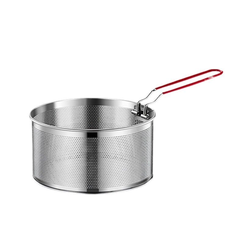 6202601001361_1 201 Stainless Steel Round Frying Basket with Detachable Handle - Image 1
