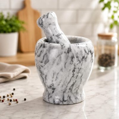 Marble Garlic Grinder Mortar and Pestle Set