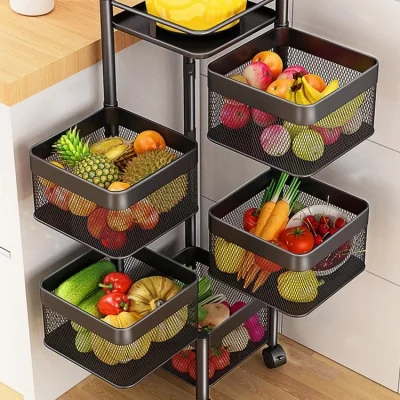 5 Layer Metal Frame Shelf with Four Wheels