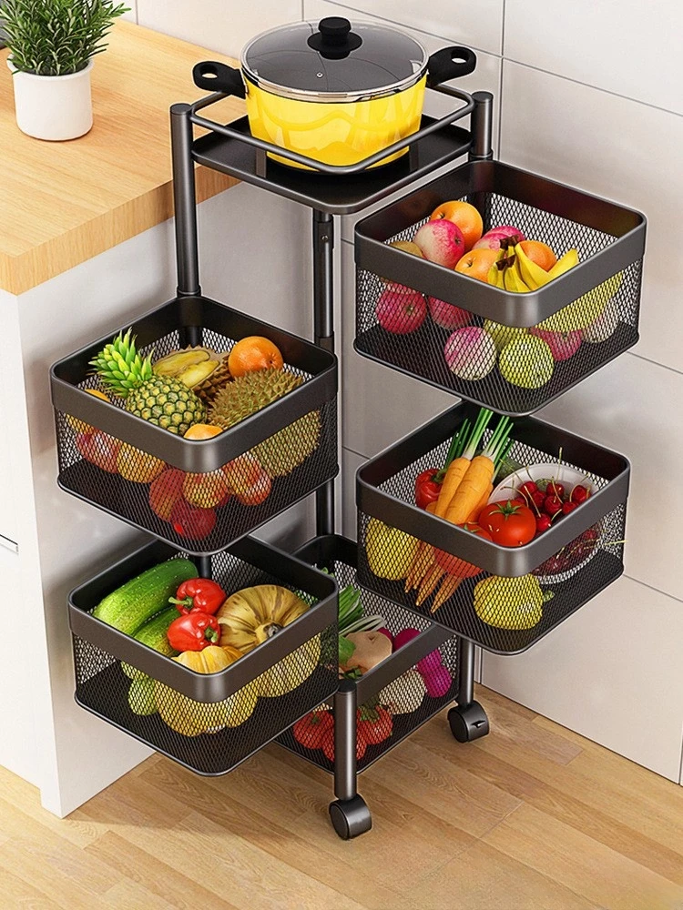 6202306005299_3 5 Layer Metal Frame Shelf with Four Wheels - Image 1