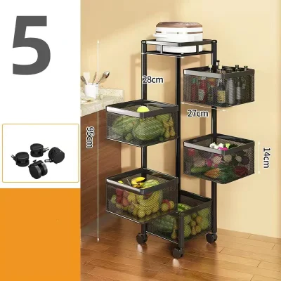 5 Layer Metal Frame Shelf with Four Wheels - Image 3